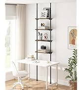 ALLZONE 5 Tiers Narrow Bookshelf, Tall Adjustable Ladder Book Shelf with Open Storage, Floor to C...