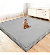 TreeBud Baby Play Mat for Floor, 1.3 Inch Thick Memory Foam Tummy Time Mat with Non Slip Backing,...