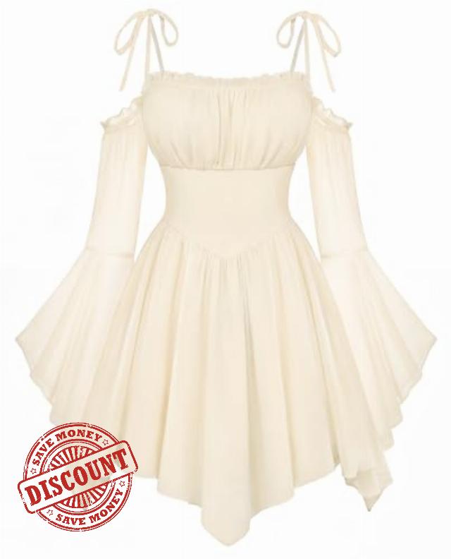 Scarlet Darkness Womens Renaissance Fairy Dress A Line Boho Off Shoulder Corset Dress with Pockets