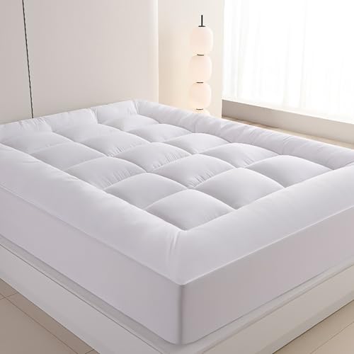 WestMonth Premium Quilted 1000GSM Luxury Extra Thick Mattress Topper Pad - Breathable & Fluffy Soft