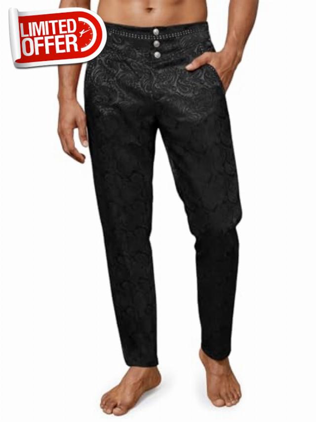 Runcati Mens Renaissance Gothic Pants Medieval Steampunk Victorian Dress Pants Cosplay Costume Trousers