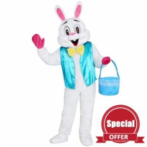 Easter Bunny Costume Unisex Adult Onesie Plush Rabbit Mascot With Vest Jumpsuit for Men Women Fancy Dress