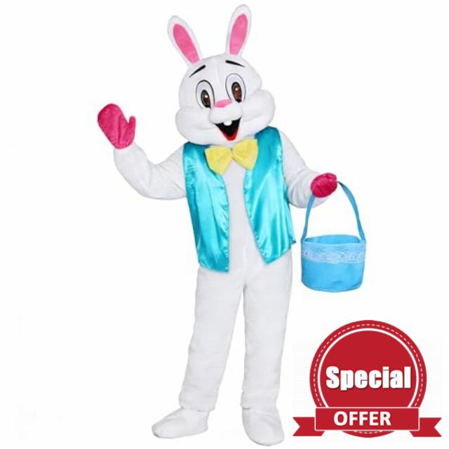 Easter Bunny Costume Unisex Adult Onesie Plush Rabbit Mascot With Vest Jumpsuit for Men Women Fancy Dress