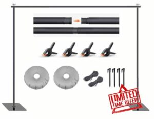 7.5x10FT Adjustable Backdrop Stand Kit - Heavy Duty Iron Photography Background Support System with Portable Base