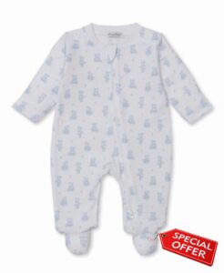 Kissy Kissy Baby Boys and Girls 100% Pima Cotton Teddy Bears 2-Way Zip Front Footie Pajamas