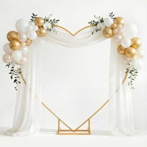 Metal Love Balloon Column Arch Frame with Base for Ceremony Backdrop Stand for Outdoor/Indoor Weddings