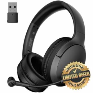 Wireless Headset with Mic for Work up to 40H Talk Time