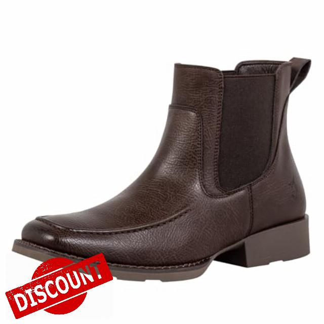 J's.o.l.e Chelsea Cowboy Boots for Men Square Toe Ankle Western Boot Work Classic Casual Dress Boots