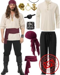 QRT 9PCS Men's Pirate Costume Set