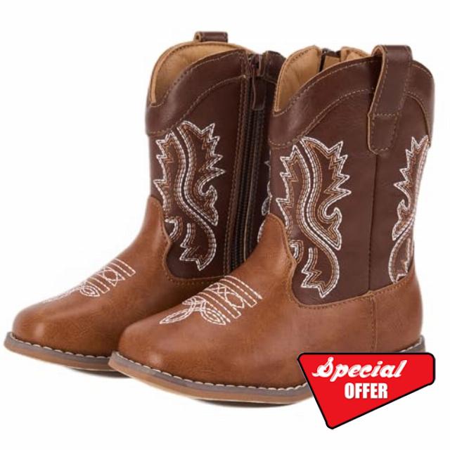 Toddler Cowboy Boots Western Cowgirl Boots Boys Girls Mid Calf Square Toe Riding Walking Shoes For All Seasons