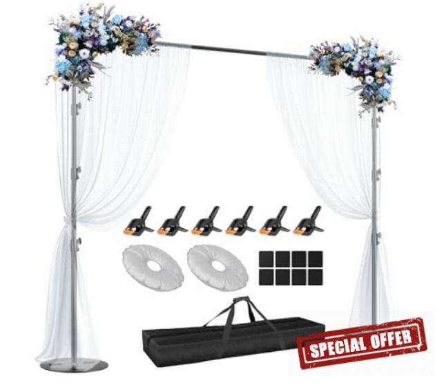 EMART Backdrop Stand Heavy Duty 10×10ft Adjustable Pipe and Drape Photo Booth Kit with Clamps