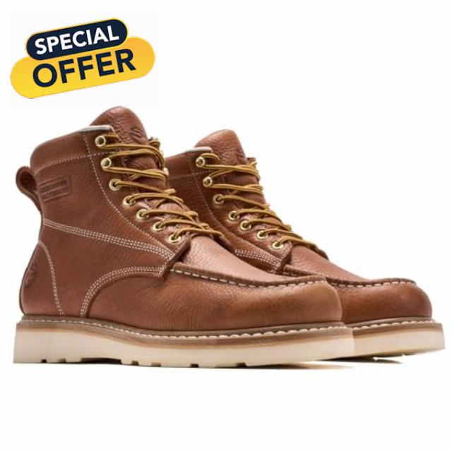 SUREWAY 6in Wedge Moc Soft/Steel Toe Work Boots for Men