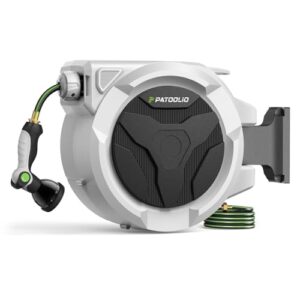Wall Mounted Garden Hose Reel Heavy Duty with 10 Spray Nozzle