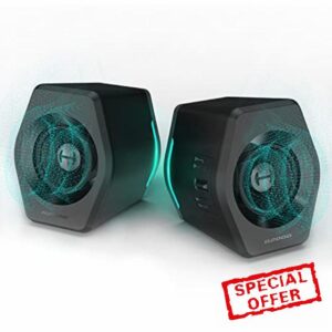 Edifier G2000 32W PC Gaming Computer Speakers for Laptop Mac Desktop Computer Woofer Speakers Bluetooth USB 3.5mm AUX Inputs RGB Lights Multimedia Speakers Black (Renewed)