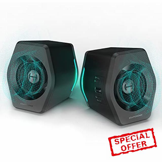 Edifier G2000 32W PC Gaming Computer Speakers for Laptop Mac Desktop Computer Woofer Speakers Bluetooth USB 3.5mm AUX Inputs RGB Lights Multimedia Speakers Black (Renewed)