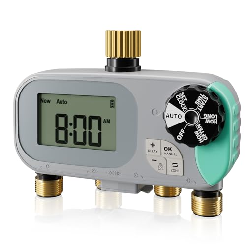 Programmable Brass Digital Water Timer 4 Zone for Drip Irrigation