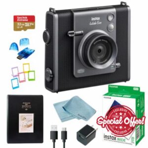 Fujifilm Instax Wide Evo Hybrid Instant Film Camera Bundle + Fujifilm Wide Film (20 Sheets)