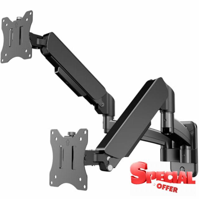 PUTORSEN Dual Monitor Wall Mount for 17-32 inch Flat/Curved Computer Screens