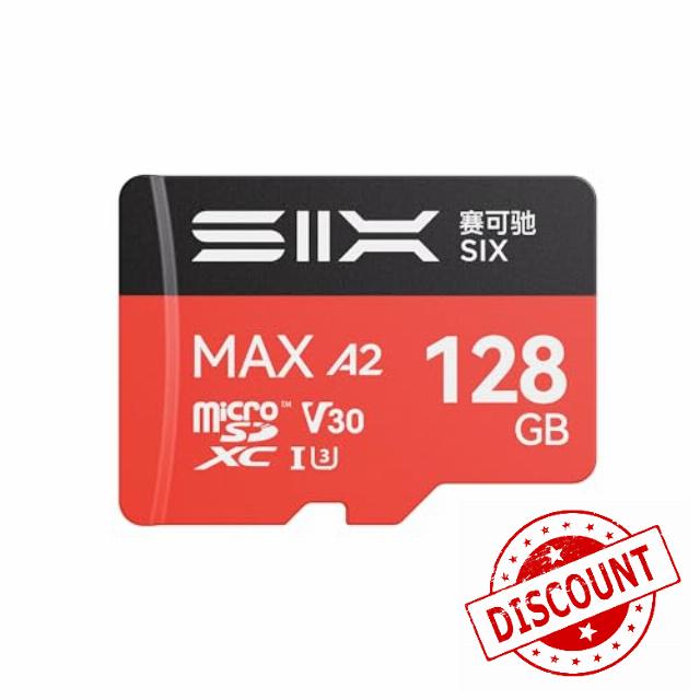 SIX M200 128GB Micro SD Card Read Up to 190MB/s for 4K UHD Continuous Recording - A2