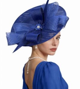 Kgromfy Women's Wide Brim Fascinator Hat Tea Party Headband Large Vintage Church Hat Lady Headwear for Derby Wedding Cocktail