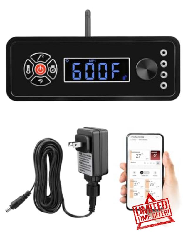 Upgraded Smart WiFi Control Board Kit/Controller (with APP Control) Fit for Masterbuilt Gravity Series 560/800/1050 Digital Charcoal Grills and Smoker MB20041220 with Splash-Proof Power Adapte