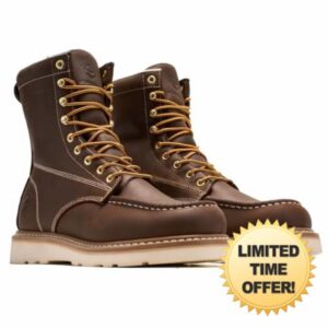 SUREWAY 8in Wedge Moc Soft/Steel Toe Work Boots for Men