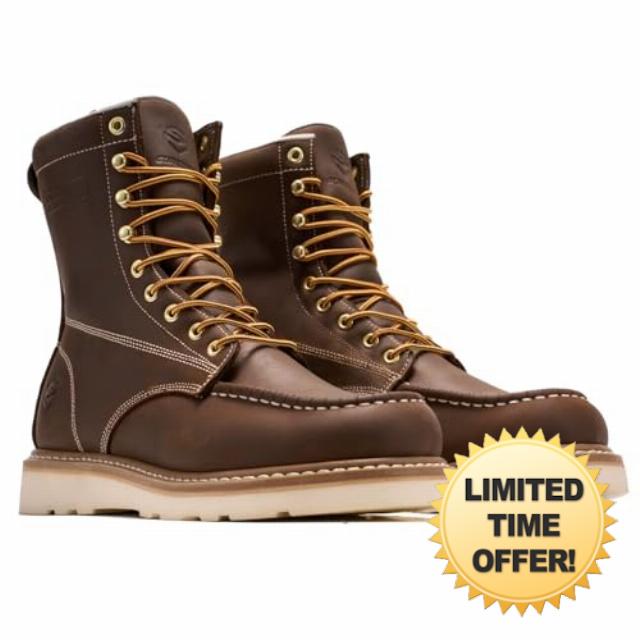 SUREWAY 8in Wedge Moc Soft/Steel Toe Work Boots for Men