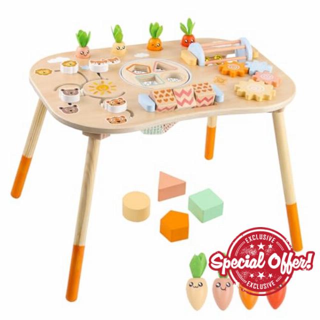 Sensory Table Wooden Activity Table for 1 Year Old Toddlers Activity Center 1-3 2 Baby Activity Table Kids Gift Game Wooden Montessori Table Shape Sorter Sensory Toys (Length*Height: 17"*11.8")