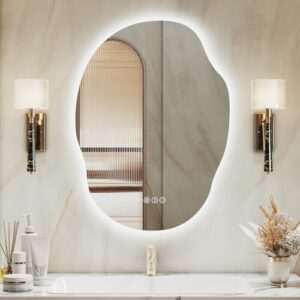 Asymmetrical Lighted Vanity Mirror with Light