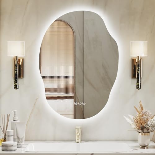 Asymmetrical Lighted Vanity Mirror with Light