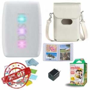 Fujifilm INSTAX Mini Link 3 Smartphone Printer + INSTAX Mini Instant Film (20 Sheets) + USB Wall Charger + BluebirdSales Travel Bag