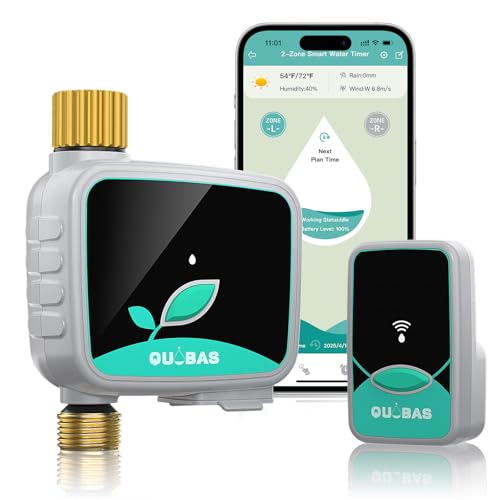 1 Zone Brass Sprinkler Timer with App Control & Rain Delay/Auto/Manual 3 Modes for Drip Irrigation