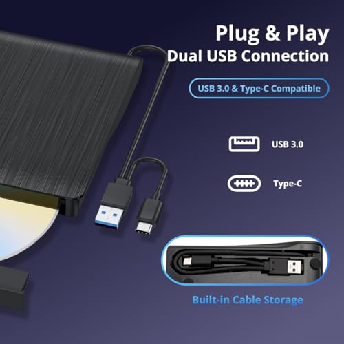 CD/DVD Reader Burner for Laptop Desktop PC