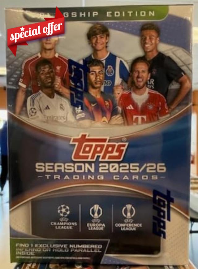 2025-26 Topps UEFA Flagship Soccer Futbol Blaster Box FACTORY SEALED 56 Total Cards