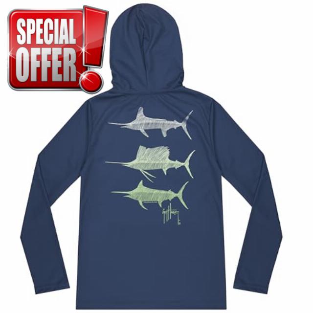 Guy Harvey Boy's Eco Cast Perfomance Sun Protection Long Sleeve Hoodie