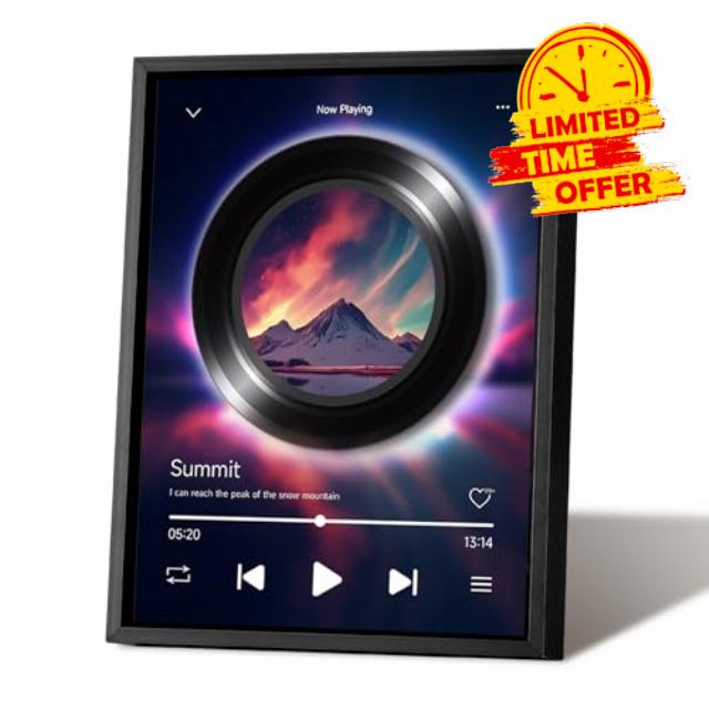 Music Picture Frame Bluetooth Speaker - Rotating Turntable Wireless Speaker Song Plaque