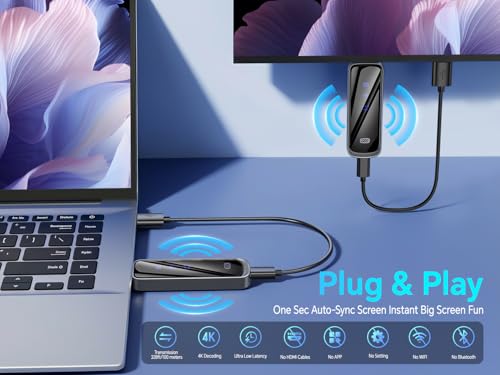 4K Decode Plug & Play Portable 5G+2.4G Wireless Display Adapter Extender Kit for Video and Audio to Monito