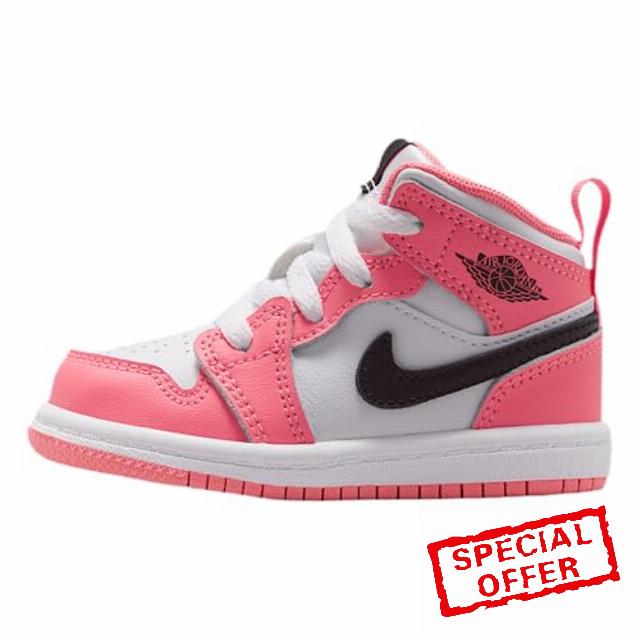 Jordan 1 Mid Baby/Toddler Shoes (Pink Gaze/White/Black)