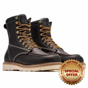 SUREWAY Mens 8 in Wedge Moc Soft/Steel Toe Work Boots for Men