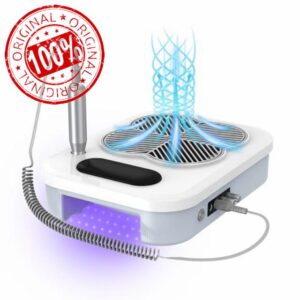 Electric Nail Drill E-File Machine with UV Lamp & Nail Dust Collector (Continuously Variable Transmission) : 3-in-1 Nail Vacuum Cleaner for Manicure Pedicure Polishing Acrylic Gel Nail Grinde