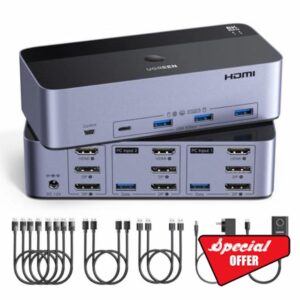 UGREEN 8K@60Hz HDMI Displayport KVM Switch 3 Monitors 2 Computers