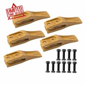 5 Pcs Trenching Bucket Teeth with Skid Steer Backhoe Bolt on Tooth for Skid Steer Loaders Grader Scraper Attachments