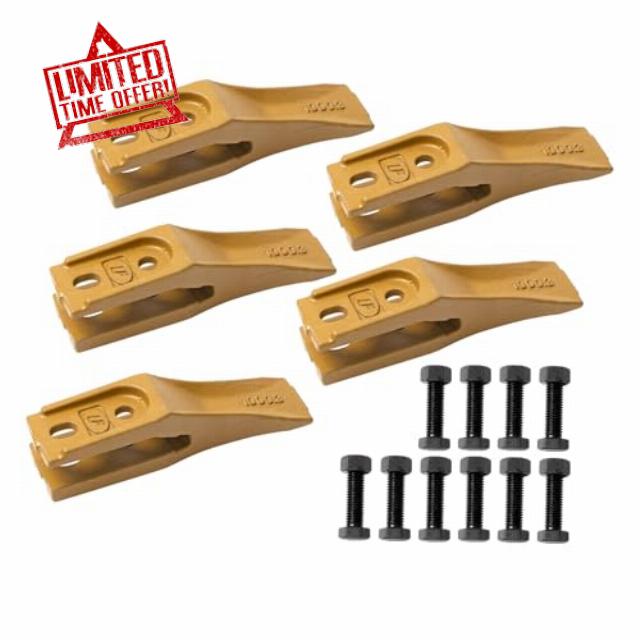 5 Pcs Trenching Bucket Teeth with Skid Steer Backhoe Bolt on Tooth for Skid Steer Loaders Grader Scraper Attachments