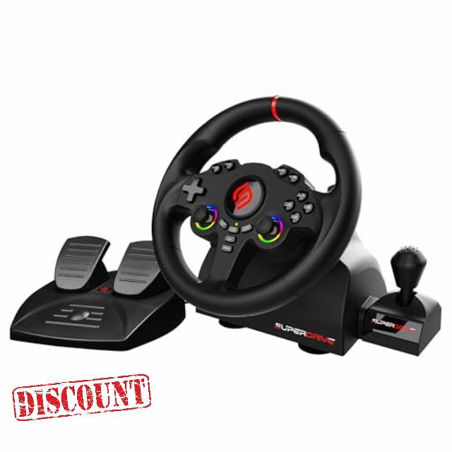 SUBSONIC - Superdrive 220 RS-X Steering Wheel - Dual Joystick LED Racing Wheel with Gear Shifter