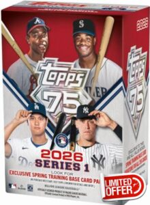 2026 Topps Baseball Series 1 Blaster Box of Packs with Possible Retail Exclusive Holo Foil Parallels and Blaster Exclusive Spring Training Variation Cards