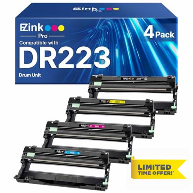 E-Z Ink Pro DR223 Drum Unit Compatible Replacement for Brother DR223CL DR 223 Drum Unit to use with Brother mfc-l3770cdw mfc-L3710CW mfc-L3750CDW HL L3210CW HL L3230CDW HL L3290CDW Printer (4 Pack)
