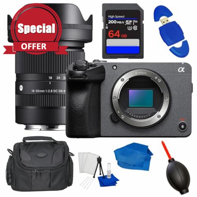 Sony FX30 Digital Cinema Camera + Sigma 18-50mm f/2.8 DC DN Contemporary Lens – 4K Super 35 Sensor