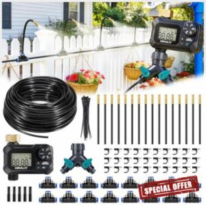 HIRALIY 360° Adjustable Drip Irrigation System 100FT with Timer
