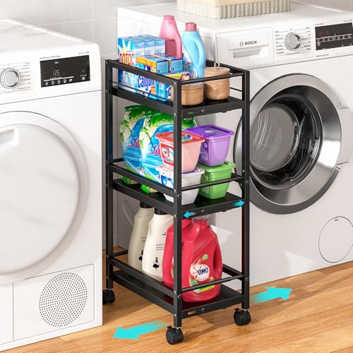 3-Tier Metal Shelving Unit with Wheels