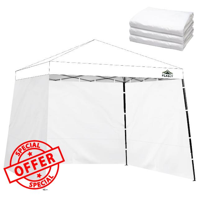 Slant Leg Canopy Sidewall - 3 Pack 300D Waterproof Attachable Tent Wall for 10x10ft Canopy